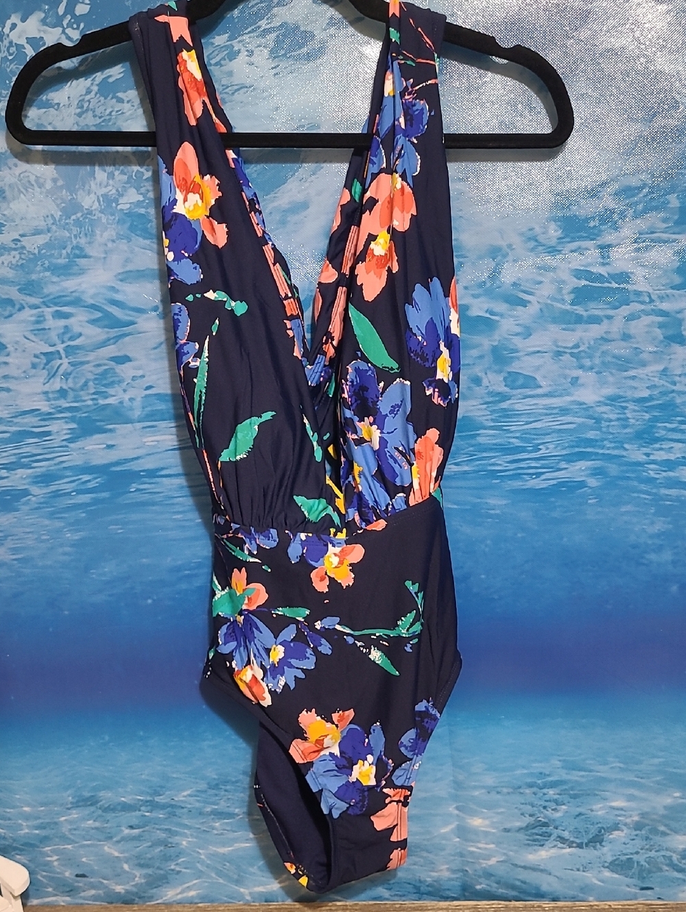 Sea Angel Monet Deep V One-Piece Swimsuit - Navy Floral
